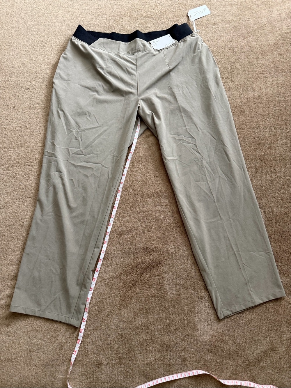 Khaki Chinos with Black Elastic Waistband